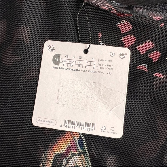 NWT Desigual Slim Knee-Length Mesh Butterfly Print Art-to-Wear Dress Black - Picture 6 of 17